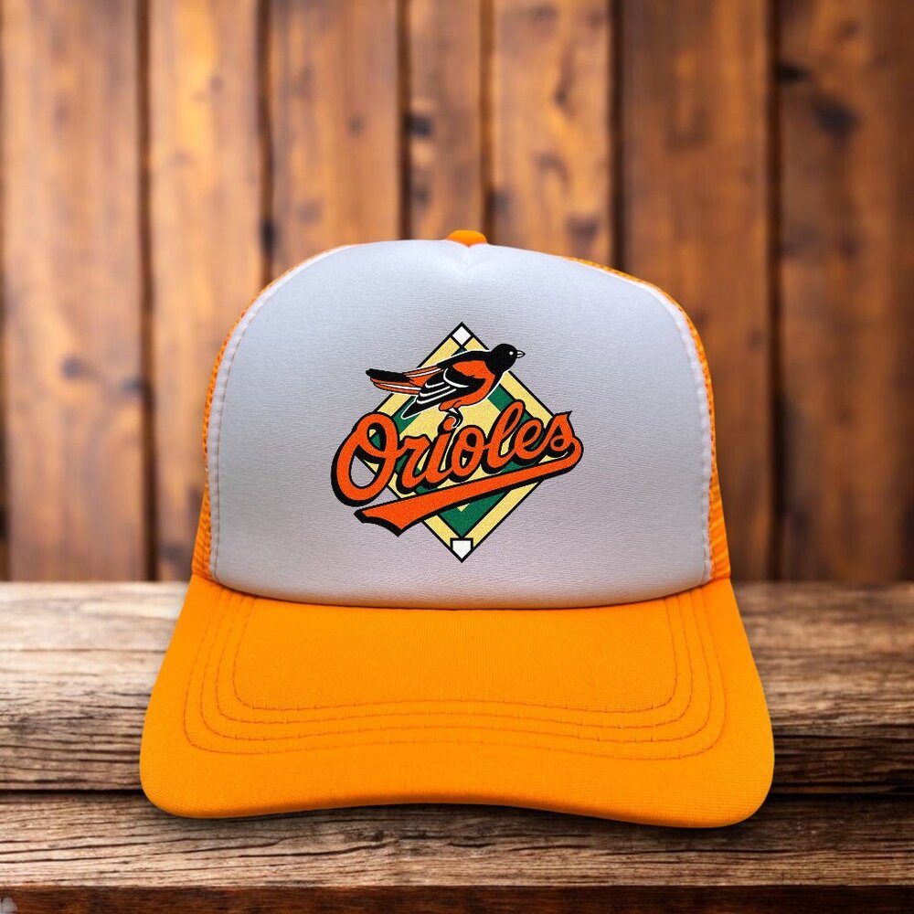 Baltimore Oriole Unisex Trucker Hat Orange Snapback Camden Yards Baseball Cap